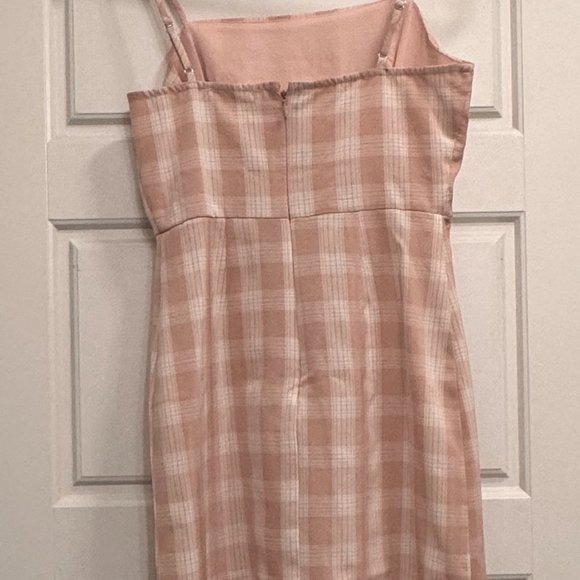 BP, White Pink Gingham Plaid Dress, Size: XS, color: Plaid Light Pink, NWT/ NEW - Picture 7 of 10